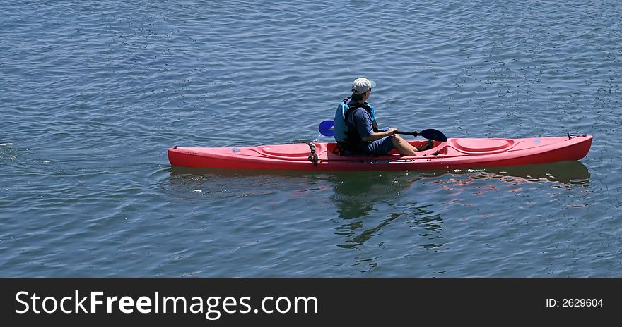 Man kayaking in Monterey, California. Man kayaking in Monterey, California