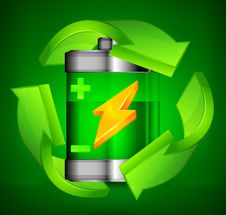 Battery Recycling Concept On Green Royalty Free Stock Images Battery Recycling Concept On Green Royalty Free Stock Images