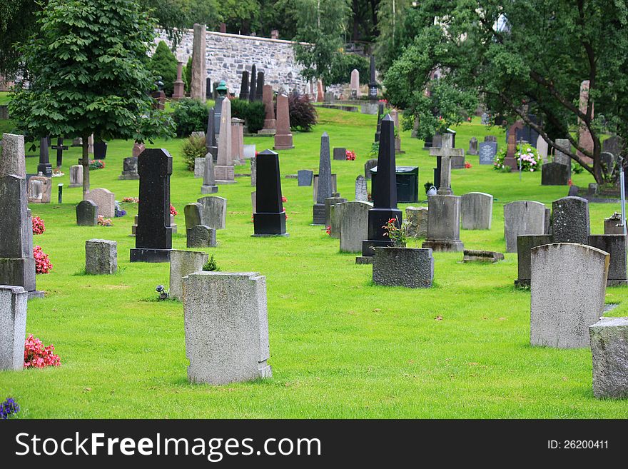 Protestant christian cemetery in Oslo, Norway. Protestant christian cemetery in Oslo, Norway