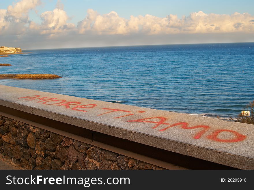 Sign Of Love On Beach On Summer Evening