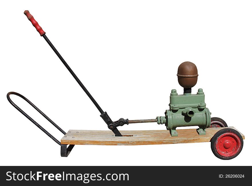 Old green hand pump isolated on a white background. Old green hand pump isolated on a white background