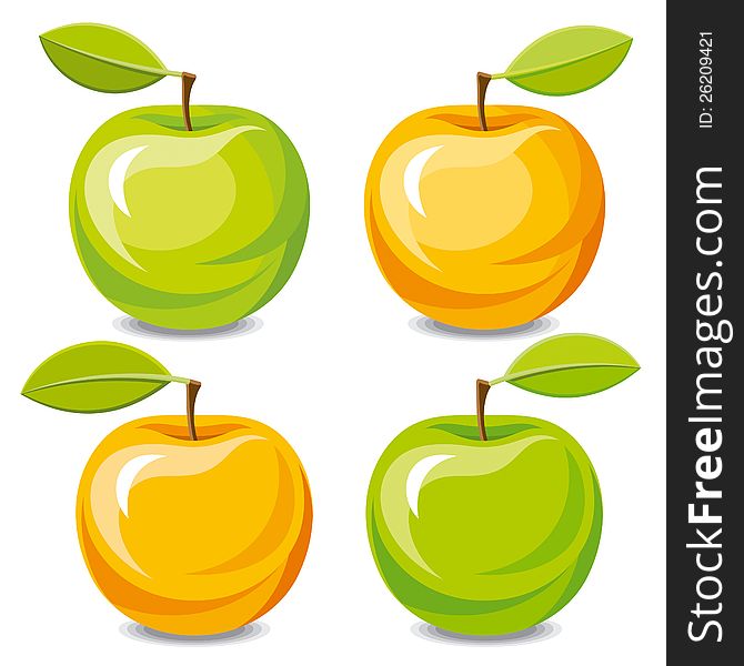 Set of vector apples, illustration