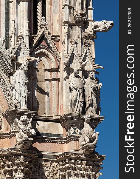 Statues decorating the facade of the Cathedral of Siena, Italy. Statues decorating the facade of the Cathedral of Siena, Italy