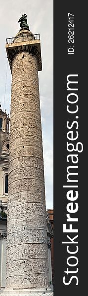 Hi-res panoramic closeup of the Trajan's Column in Rome, Italy. Hi-res panoramic closeup of the Trajan's Column in Rome, Italy