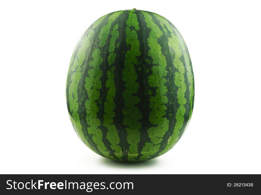 Large, ripe and delicious watermelon on white background. Large, ripe and delicious watermelon on white background