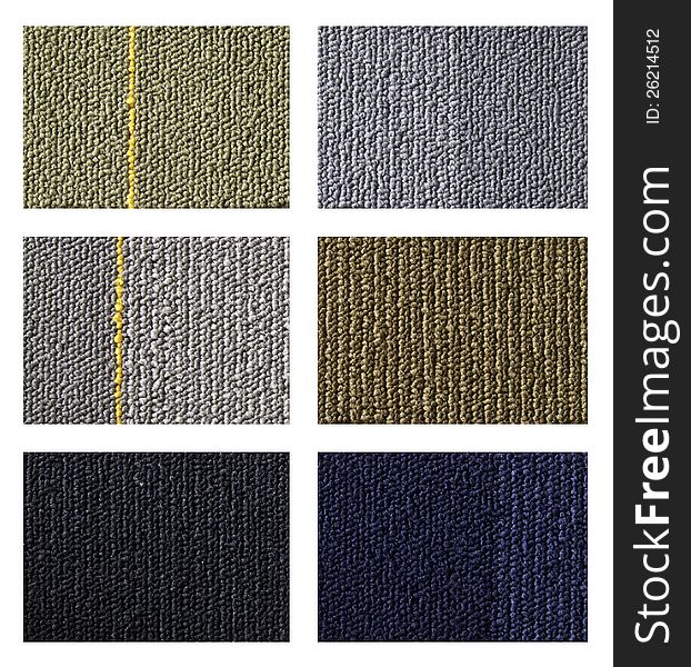 Samples of collection carpet on a white background