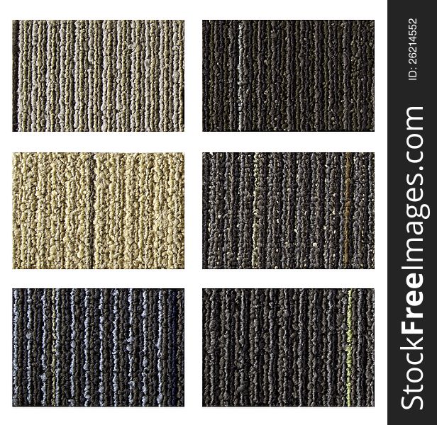 Samples of collection carpet on a white background