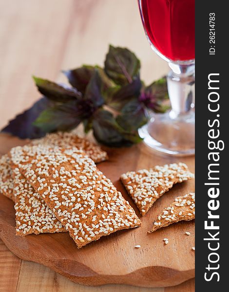 Oat bran crispbread, selective focus