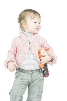 Portrait Of Little Smiling Toddler With Toy Royalty Free Stock Images