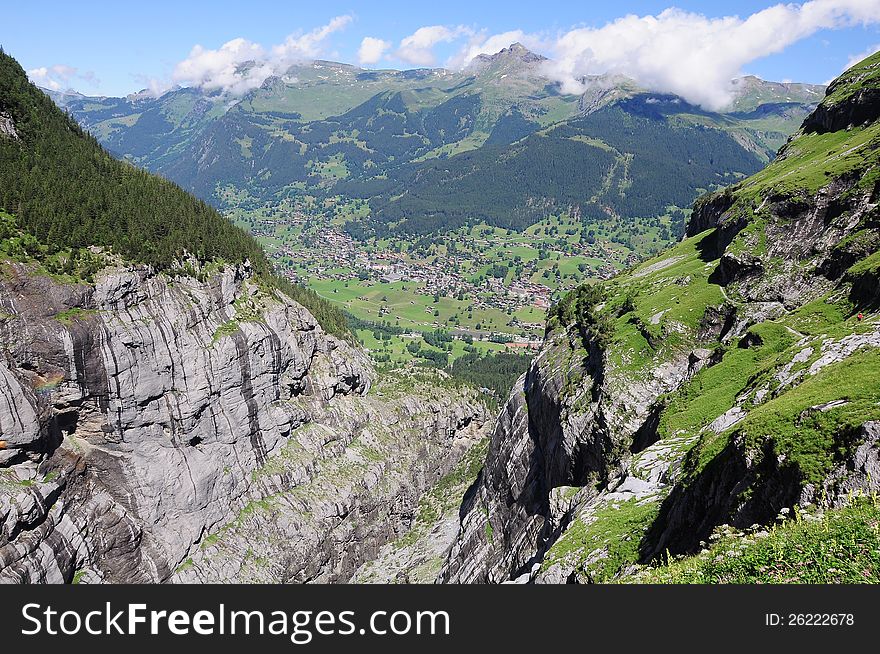 Gorge In Swiss Alps.