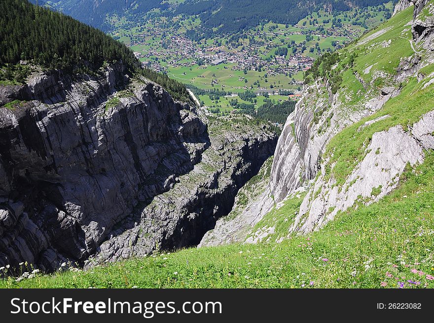 Gorge In Swiss Alps.