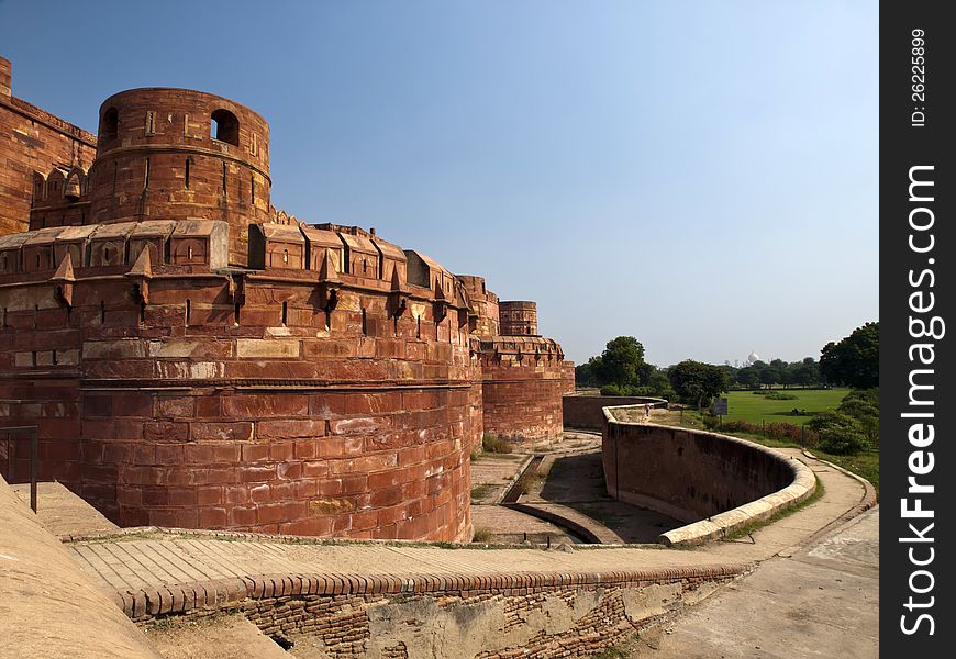 The Red fort of Agra in Uttar Pradesh, India.