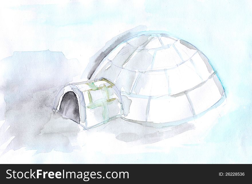 Snow on the ice igloo-drawing