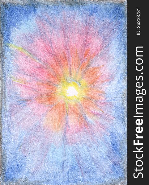 Supernova explosion - color illustration, hand drawing