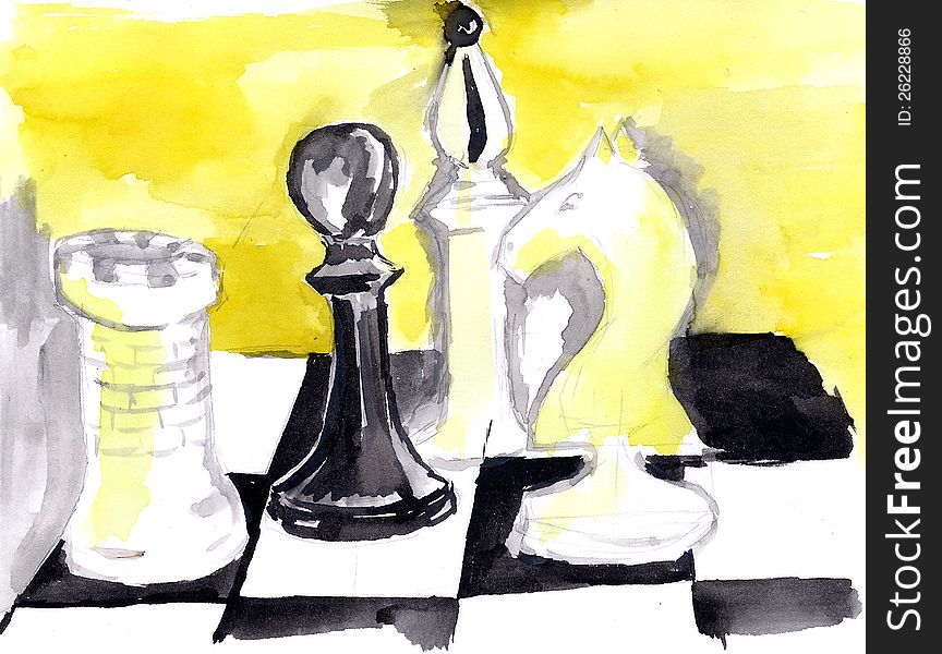 Chess pieces black and white