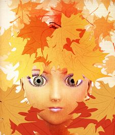 Girl In Autumn Leaves Royalty Free Stock Photo