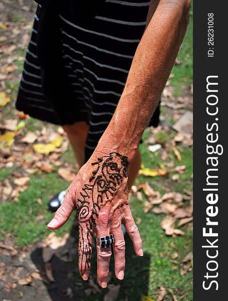 Mehndi (Henna Tattoo) - the application of Henna as a temporary form of skin decoration on a woman in India, Pakistan, Nepal and Bangladesh. Mehndi (Henna Tattoo) - the application of Henna as a temporary form of skin decoration on a woman in India, Pakistan, Nepal and Bangladesh.