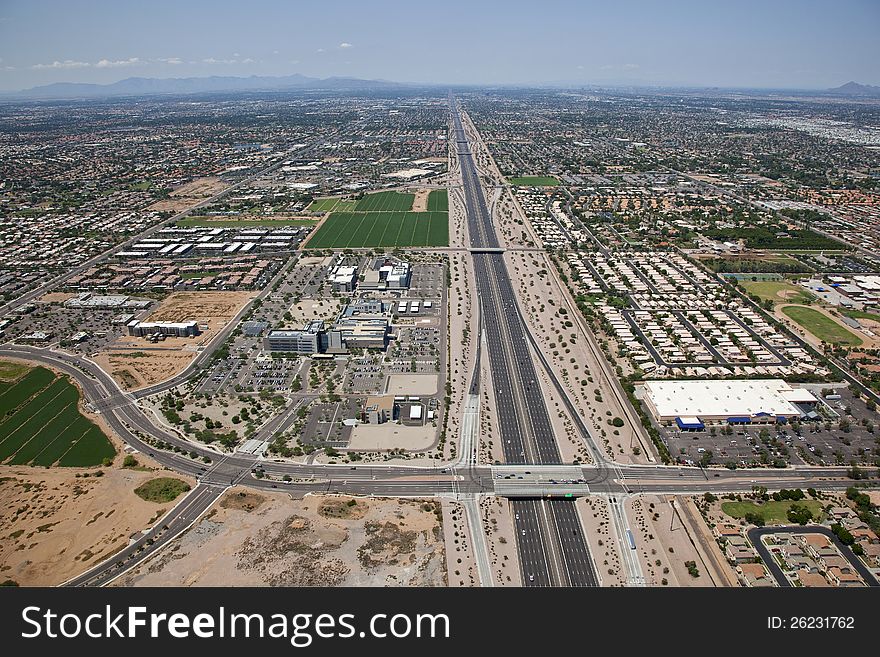Superstition Freeway and Hospital Exit from above