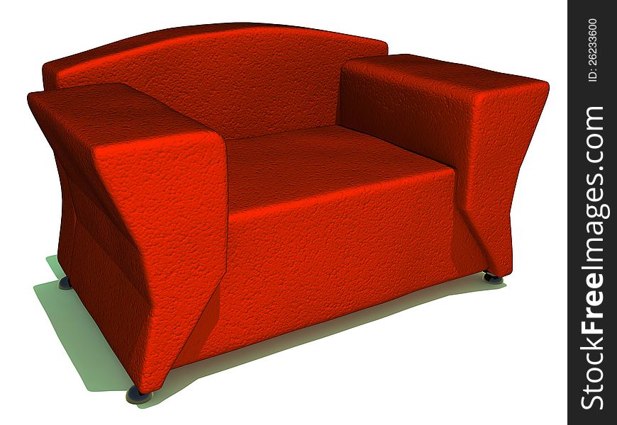 3D Illustration of red sofa
