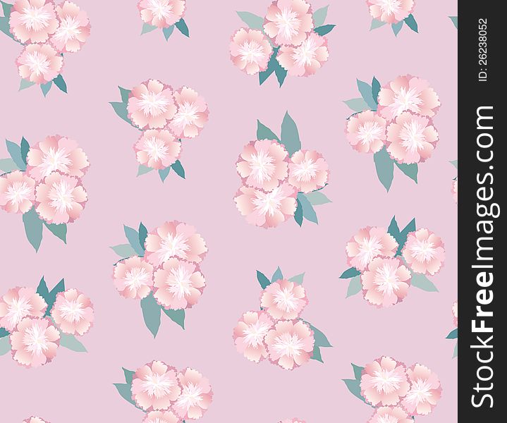 Seamless floral pattern with pink flowers on lilac background. Seamless floral pattern with pink flowers on lilac background