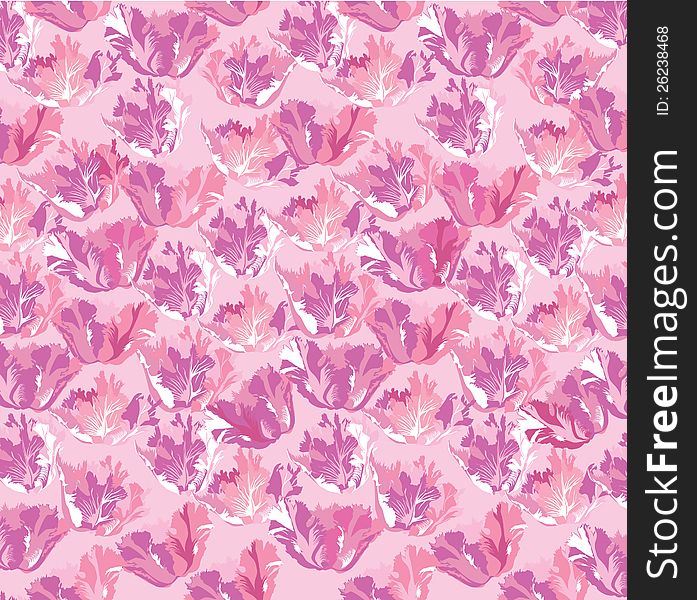 Seamless pattern with pink and white tulips on lilac background. Seamless pattern with pink and white tulips on lilac background