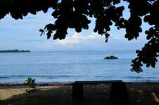 Daplangu Sumur Beach, Pandeglang, Indonesia – October 09, 2022: The Best Spots To Enjoy The Beach Atmosphere Stock Photo