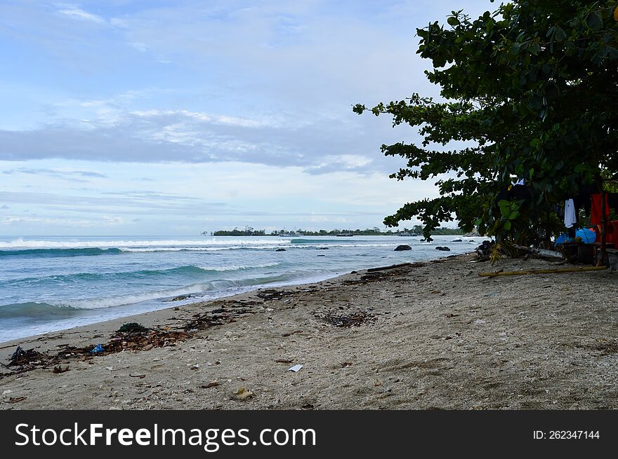 Daplangu Sumur Beach, Pandeglang, Indonesia â€“ October 09, 2022: The Best Spots To Enjoy The Beach Atmosphere