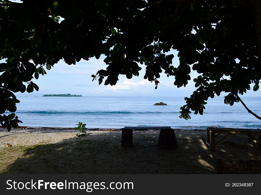 Daplangu Sumur Beach, Pandeglang, Indonesia â€“ October 09, 2022: The Best Spots To Enjoy The Beach Atmosphere