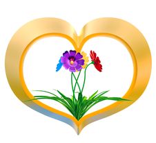 Heart With Flowers And Leaves Stock Image Heart With Flowers And Leaves Stock Image