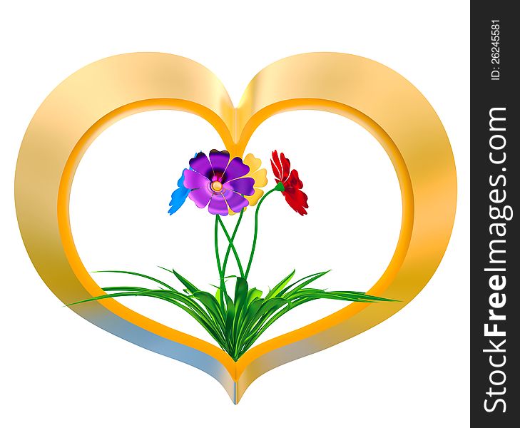 Heart With Flowers And Leaves