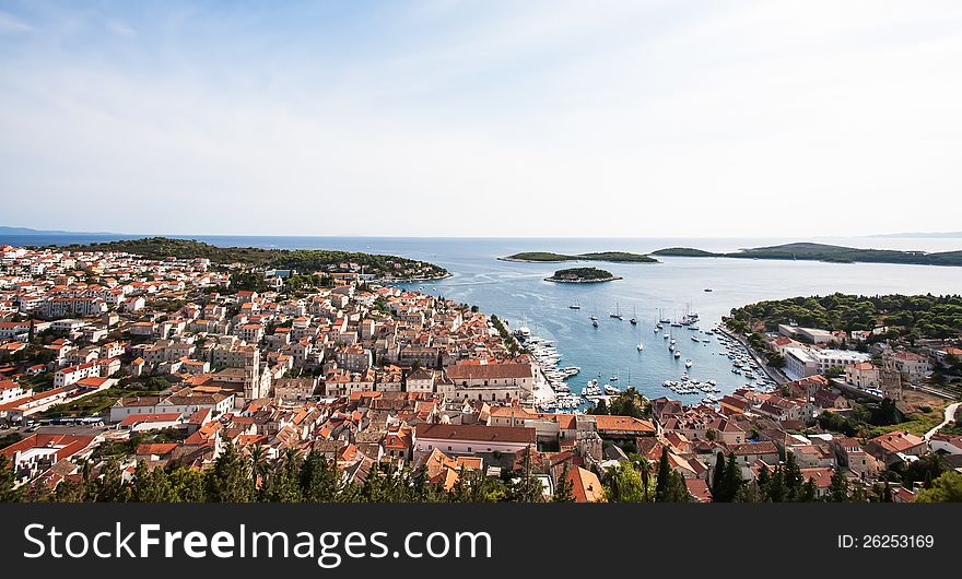 The town in Croatia with the harbor and its islands. The town in Croatia with the harbor and its islands.