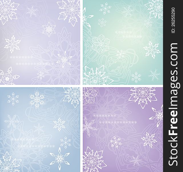 Snowflakes card with grunge background. Grunge background and ornamental center.Transparency. Eps10