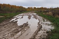 Puddles On The Dirt Road Royalty Free Stock Image