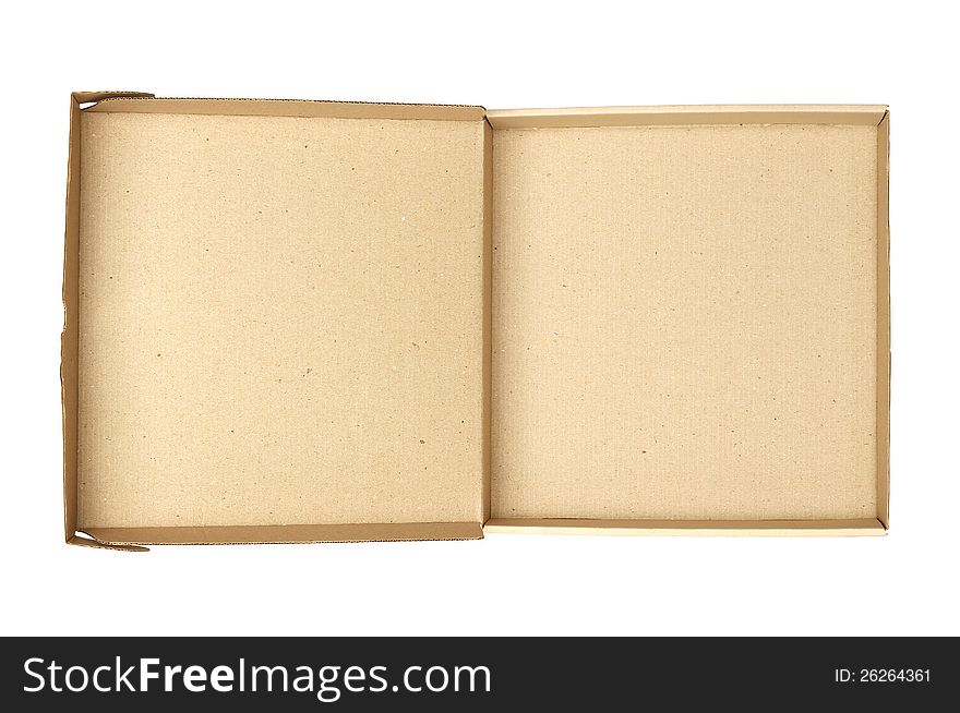 Top view of carton box isolated on white background