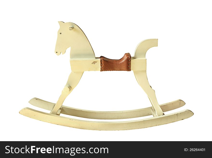 White rocking horse isolated on white background