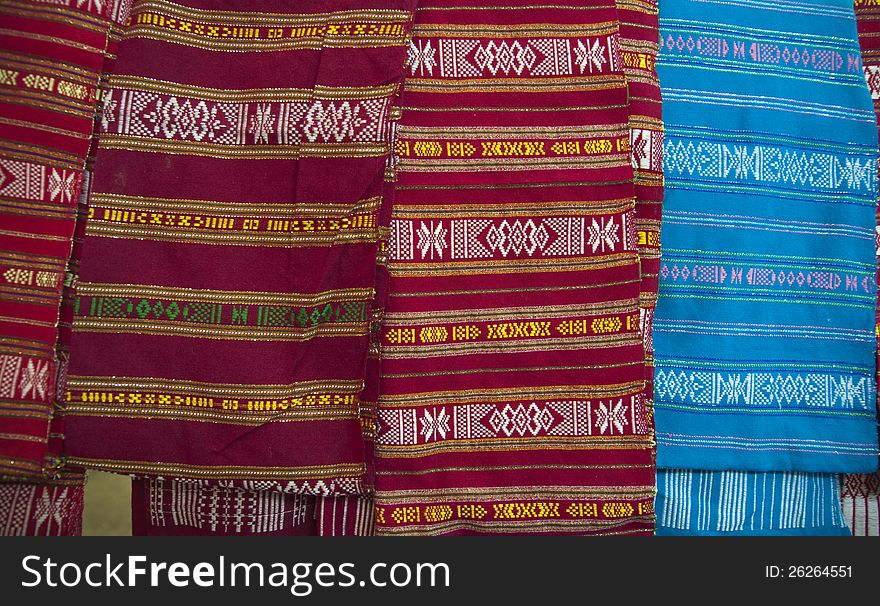 Isolate Handmade woven fabrics in thailand. Isolate Handmade woven fabrics in thailand