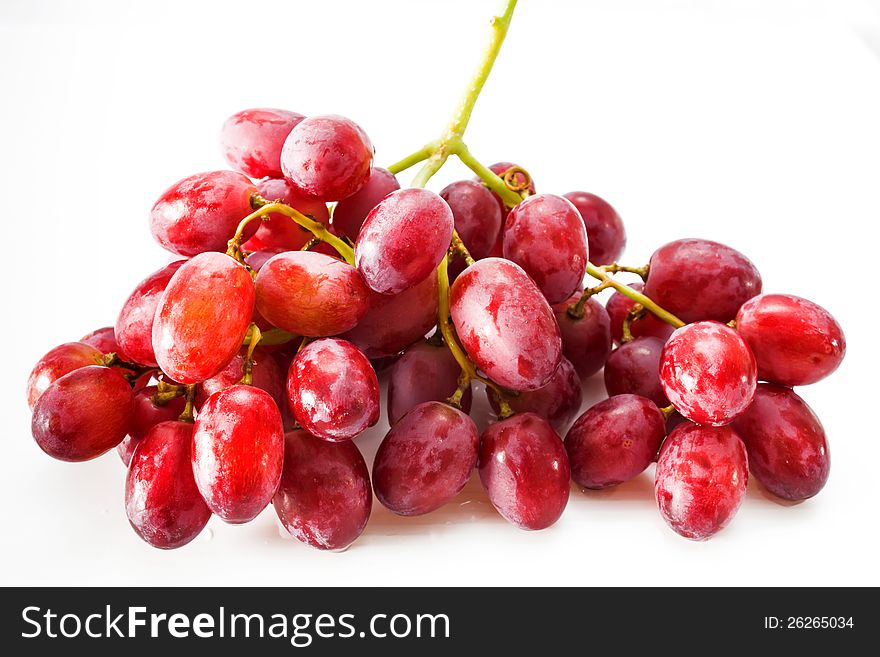 Seedless grapes on white background