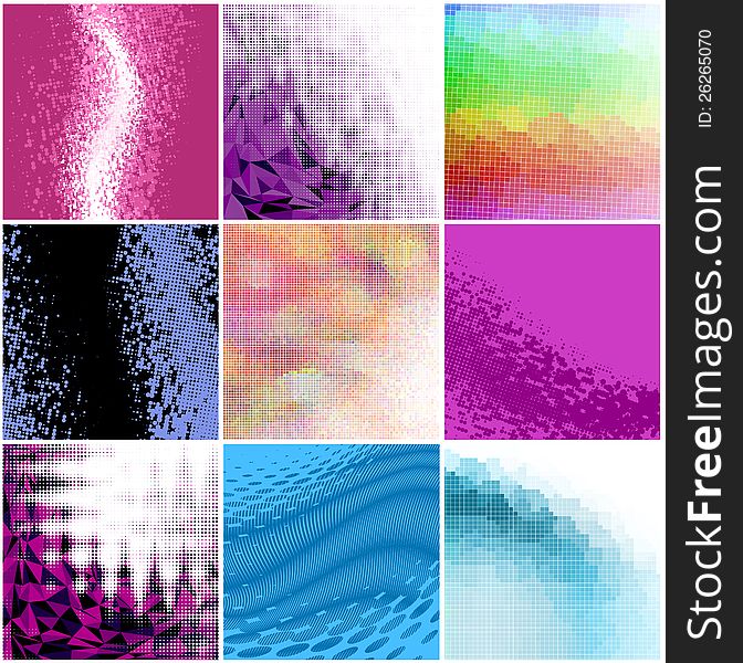 Vector set of 9 stylized backgrounds EPS10. Vector set of 9 stylized backgrounds EPS10