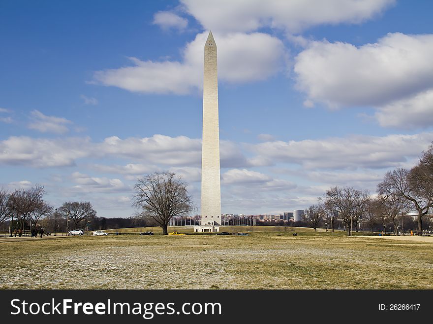 Washington Monument in winter, Washington, DC, USA