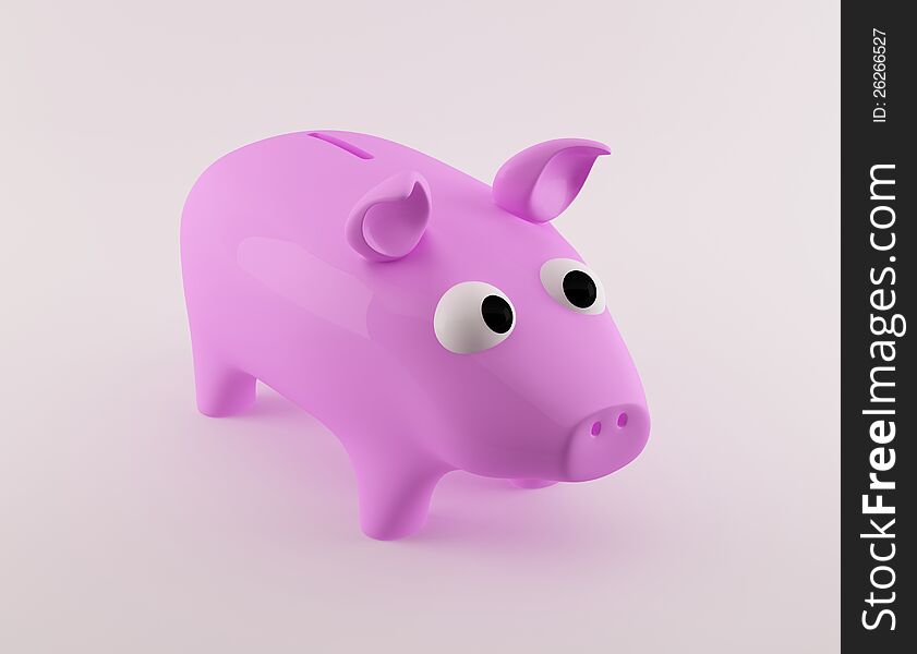 Pink pig waiting for money