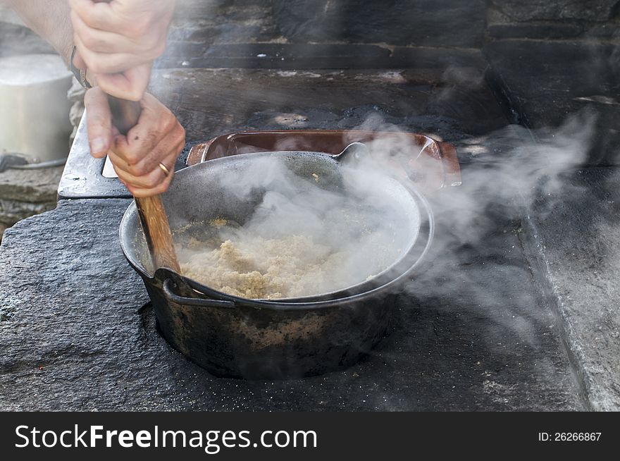 Cooking Polenta On Wood Stove