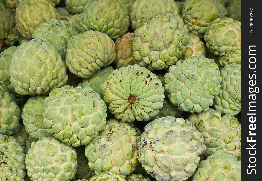 Custard apple, tropical fruit in market