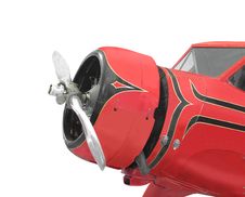 :  Front Of A Vintage Red Small Airplane Isolate. Stock Photography