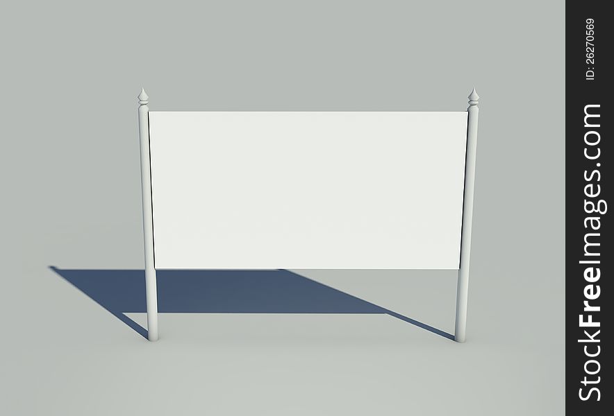 Blank billboard with shadow on a gray background