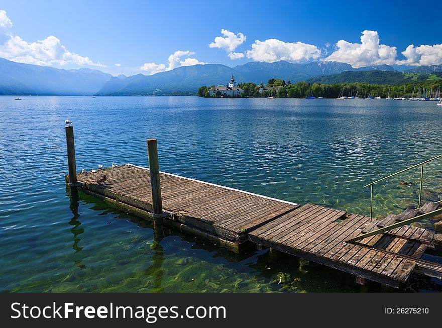 Wooden jetty for mooring yachts and boats