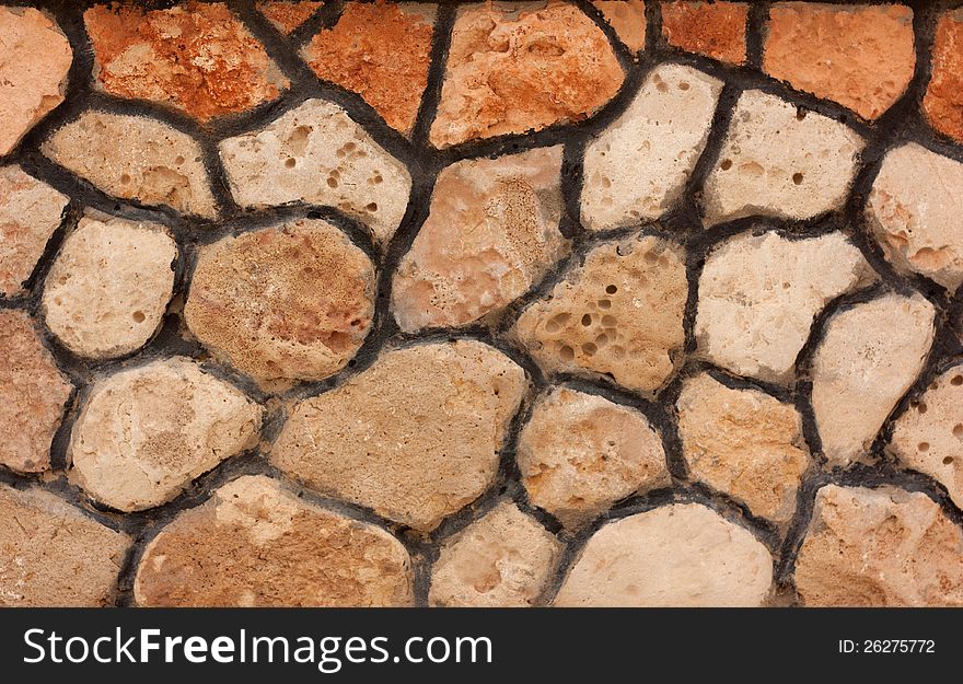 Abstract background with old stone wall. Closeup of stone wall use for construction business and designers.