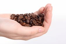 Hand With Coffeebeans Stock Photography Hand With Coffeebeans Stock Photography