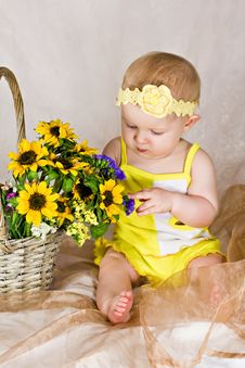 Baby Looking At Flowers Stock Images Baby Looking At Flowers Stock Images