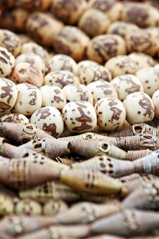 Patterned Wooden Beads Stock Photos