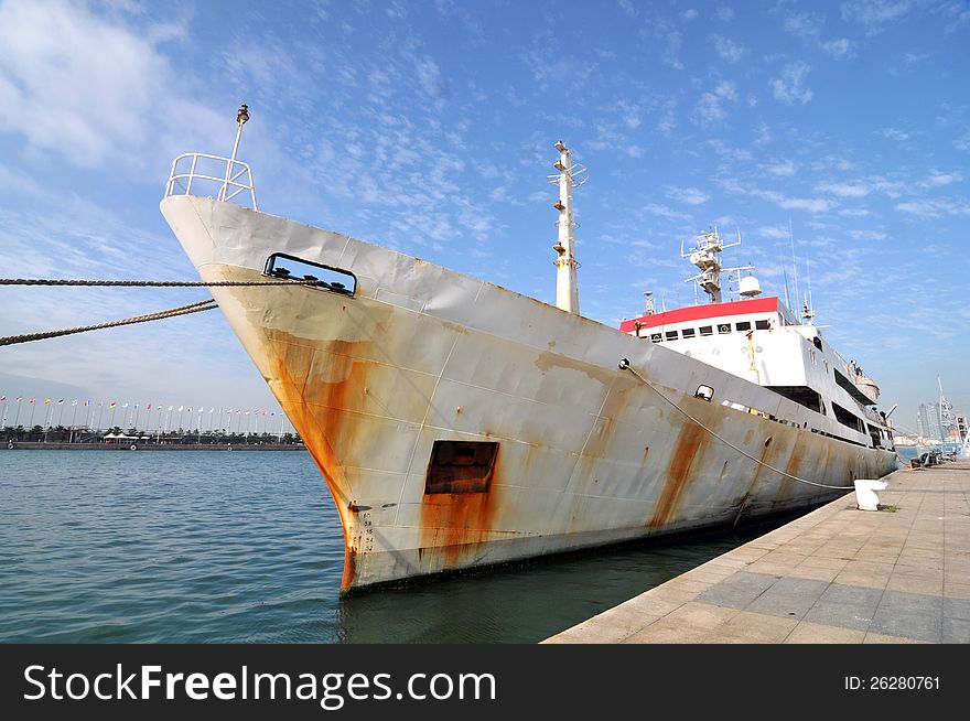 An old ship parked in the dock of Qingdao,china Photo taken on: 2012